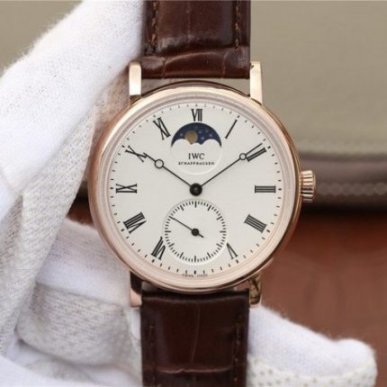 Replica IWC Vintage IW544803 White Dial RG Brown Leather Strap
