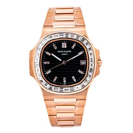 Patek Philippe Nautilus 5711 40MM Black Diamond Dial With Rose Gold Bracelet(1:1 replica)