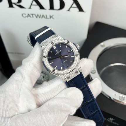 Hublot Classic Fusion Replica Watch Moissanite Diamond Blue 38mm