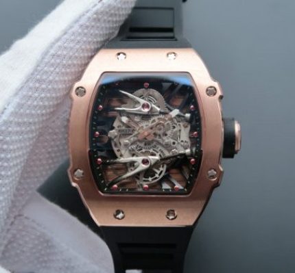 Replica Richard Mille RM027 RG Skeleton Dial Black Rubber Strap 6T51