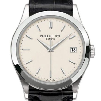 Patek Philippe Calatrava Opaline White Dial 18kt White Gold Men's Watch 5296G-010(1:1 replica)