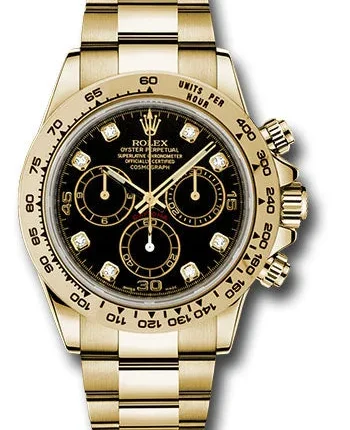 Rolex Yellow Gold Cosmograph Daytona 40 Watch ?C Black Diamond Dial ?C 116508 bkd(1:1 replica)