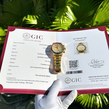 Rolex Daytona Rainbow Replica Watch 18K Gold Wrapped Customs Moissanite   Gemstones 40mm