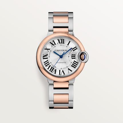 Fake Cartier Watch Ballon Bleu de Cartier Stainless Steel/Rose Gold 36mm Silver Dial W2BB0033 mechanical movement 3KF(1:1 replica)