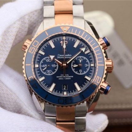 Replica Omega OMF Planet Ocean Master Chronometer SS/RG Blue Polished Bezel Blue Dial SS/RG Bracelet A9901