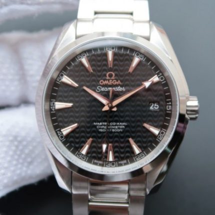 Replica Omega Aqua Terra 150M Black Wave Textured Dial SS Bracelet A8500