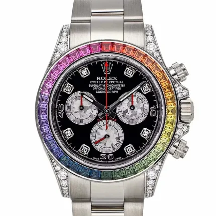 Rolex Daytona White Gold Rainbow Bezel Black Dial 116599RBOW(1:1 replica)
