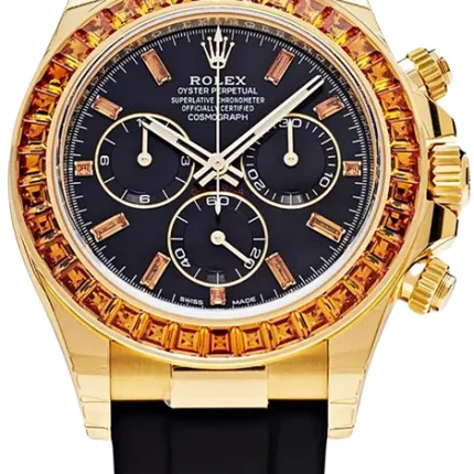 Rolex Daytona Yellow Gold Orange Sapphire Bezel Black Dial 116588SACO(1:1 replica)