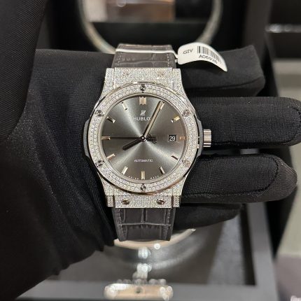 Hublot Replica 1:1 Watch Classic Fusion Full Diamond Moissanite Grey Dial 42mm
