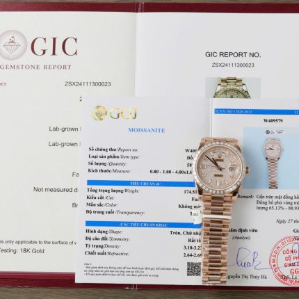 Rolex Day-Date Gold Wrapped + Moissanite Baguette Diamonds Replica Watch GMF 40mm