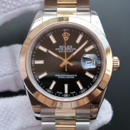 Replica Rolex DateJust II 41mm SS/YG Black Dial Lumed Marker  SS/YG Bracelet A2824