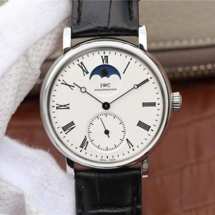 Replica IWC Vintage IW544805 White Dial Black Leather Strap