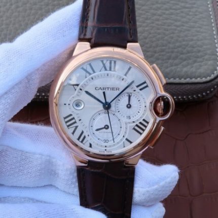 Replica Cartier Ballon Bleu De Cartier Chrono RG White Dial A8101