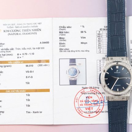 Hublot Replica 11 Watch Classic Fusion Full Natural Diamond Blue Dial 42mm