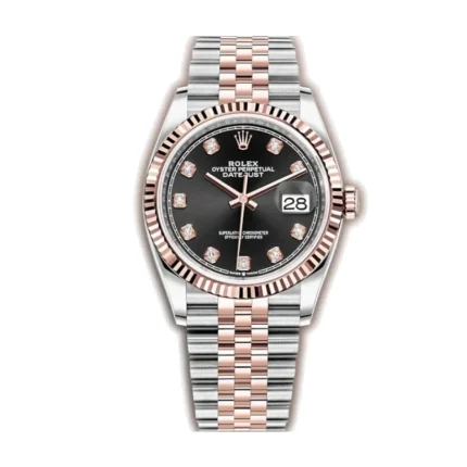 Rolex Datejust 126231, 36mm ?C Everose Gold Fluted Bezel, Slate Motif Dial with Diamond