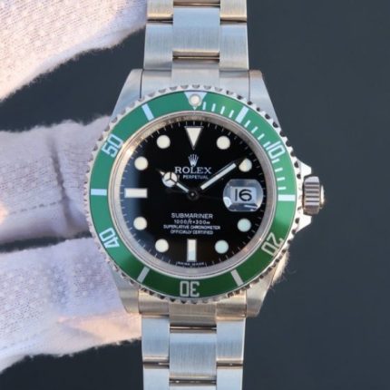 Replica Rolex Submariner 16610 LV Green Metal Bezel Noob  SS Bracelet A2836