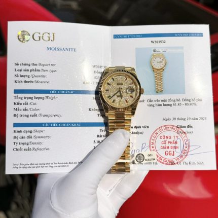Rolex Day-Date Solid Gold Wrapped Replica Watch With Moissanite 40mm