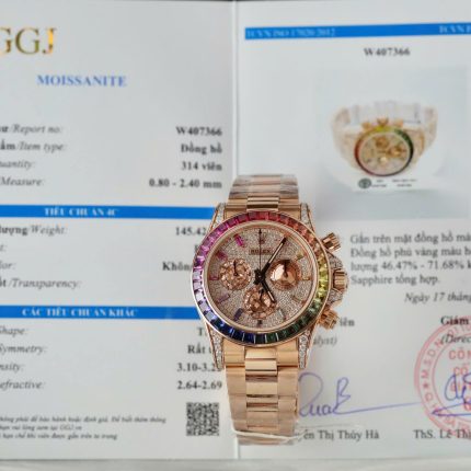 Rolex Daytona Rainbow 116595 Best Replica Watch Gold Wrapped + Moissanite Diamonds 40mm