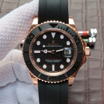 Replica Rolex Yacht-Master 116655 Noob Black Ceramic Bezel Rubber Strap A2836