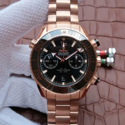 Replica Omega Planet Ocean Master Chronometer RG Black Bezel Black Dial RG Bracelet A9301