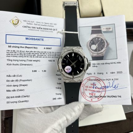 Hublot Orlinski Replica Watch Black Dial Custom Moissanite Diamonds APS Factory 40mm
