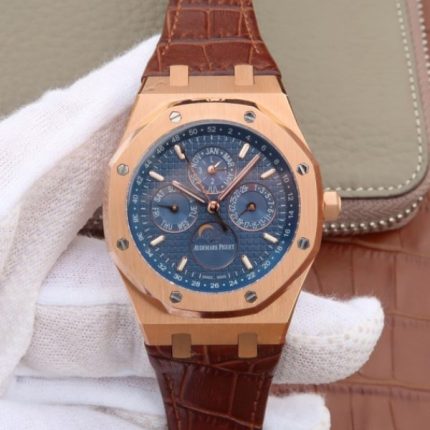 Replica Audemars Piguet JF Royal Oak 41mm 26574 RG Blue Dial Leather Strap A5134