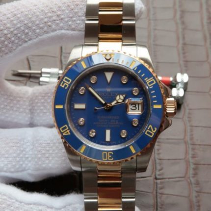 Replica Rolex Submariner 116613 Noob YG Wrapped Blue Dial  SS/YG Bracelet A3135