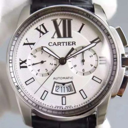 Replica Cartier JF Cartier Calibre de Cartier SS Chronograph White Dial Miyota 9100