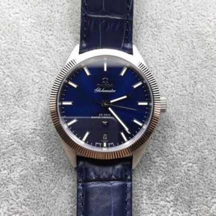 Replica Omega Globemaster Master Chronometer Blue Dial Leather Strap