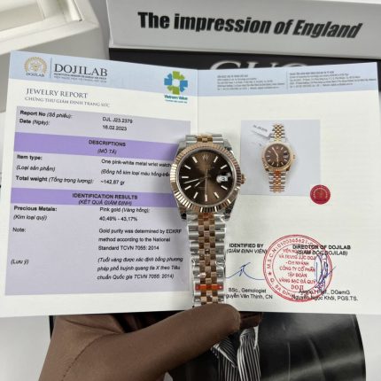 Rolex Rep 11 Watch DateJust Men s Chocolate Dial 18K Rose Gold Wrapped GM Factory 41mm