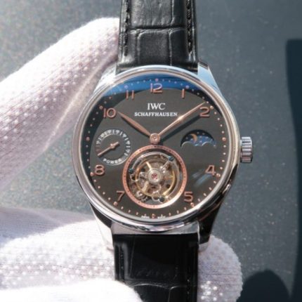 Replica IWC Portuguese Tourbillon Power Reserve Moonphase Gold Maker Black Dial