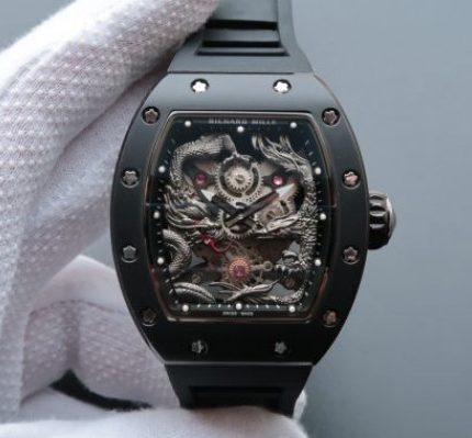 Replica Richard Mille RM057 Dragon Phoenix PVD SS Case Dragon Dial Black Rubber Strap