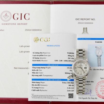 Rolex Day-Date Dial MOP Best Replica Watch Custom Moissanite Diamonds 36mm