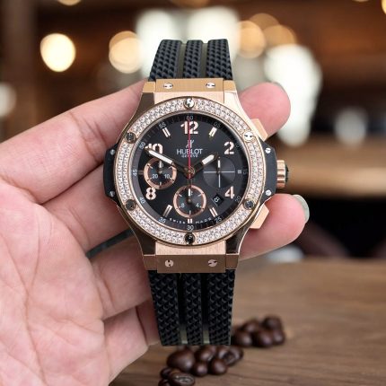 Hublot Replica 1:1 Watch Stone Bezel Big Bang Chronograph King Gold 44mm