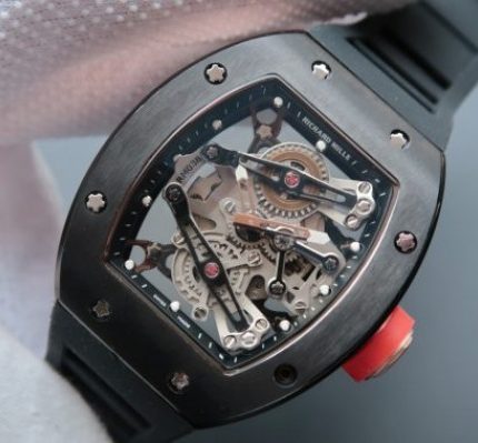 Replica Richard Mille RM038 RG Black Inner Bezel Skeleton Dial Black Rubber Strap Jap Quartz