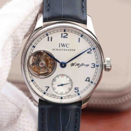 Replica IWC AZ Portuguese Tourbillon White Dial Blue Markers