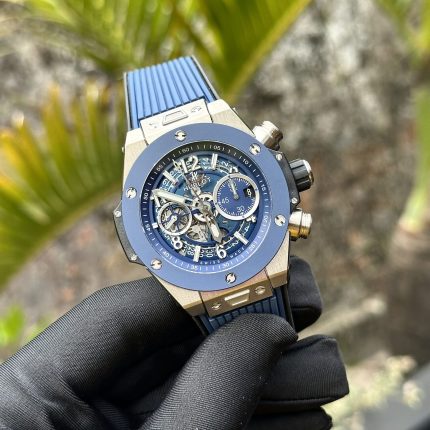 Hublot Replica Watch Big Bang Unico Titanium Blue Dial Rubber Strap 44mm