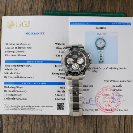 Rolex Daytona Replica Watch Dial Mother Of Pearl Custom Moissanite Diamonds 40mm