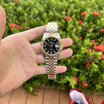 Rolex DateJust Replica 1:1 Watch Demi Black Dial EW Factory 41mm