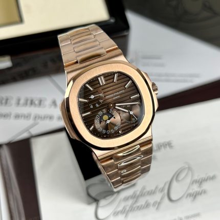 Patek Philippe Nautilus 5712 Chocolate Dial Gold Plated Replica 11 Watch GR 40mm