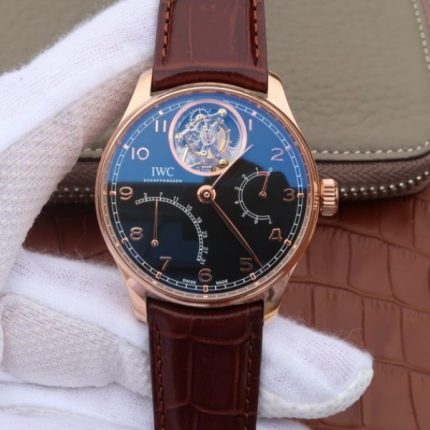 Replica IWC AZ Portuguese Tourbillon IW5046 RG Black Dial