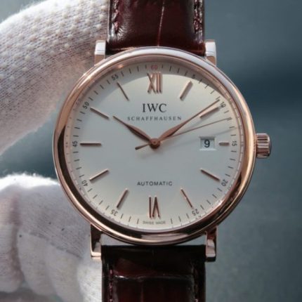 Replica IWC MK Portofino RG IW356504 Automatic White Dial Leather Strap