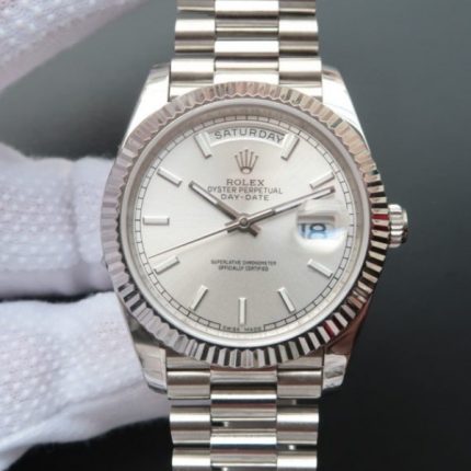 Replica Rolex Day-Date II SS Silver Dial SS Bracelet A3255