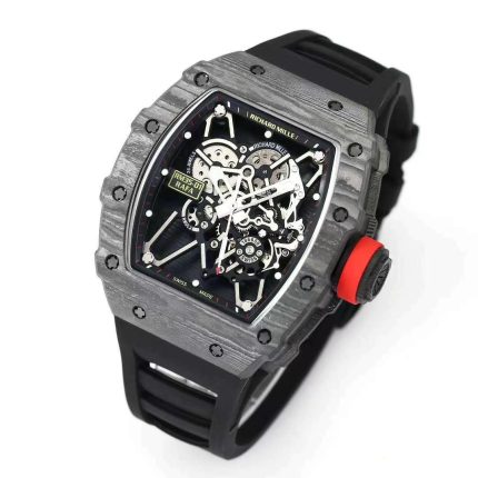 Richard Mille RM 35-01 Rafael Nadal Replica Swiss Watch ?C Skeleton Dial, NTPT Carbon Case, Black Rubber Strap